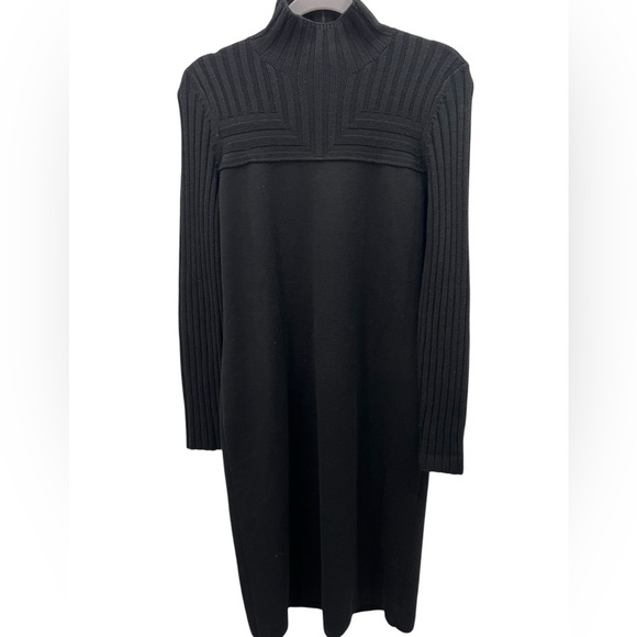 Akris Punto Dresses & Skirts - Akris Punto Wool Rib Knit Mock Neck Midi Dress Black Size 8